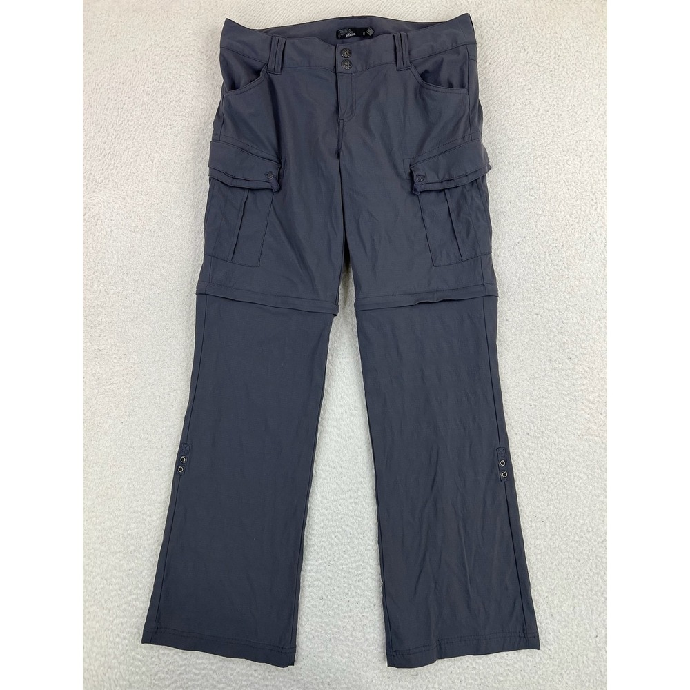PrAna Pants Womens 8 Gray Sage Convertible Hiking Cargo Stretch W4SARG115